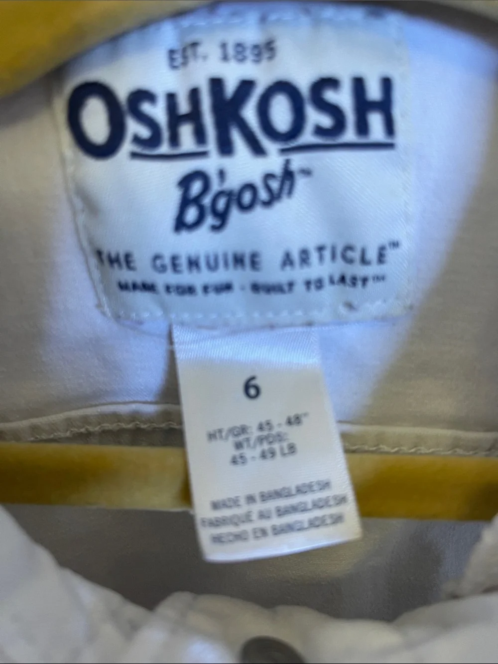 OshKosh B'gosh White Children's Vest with Tag